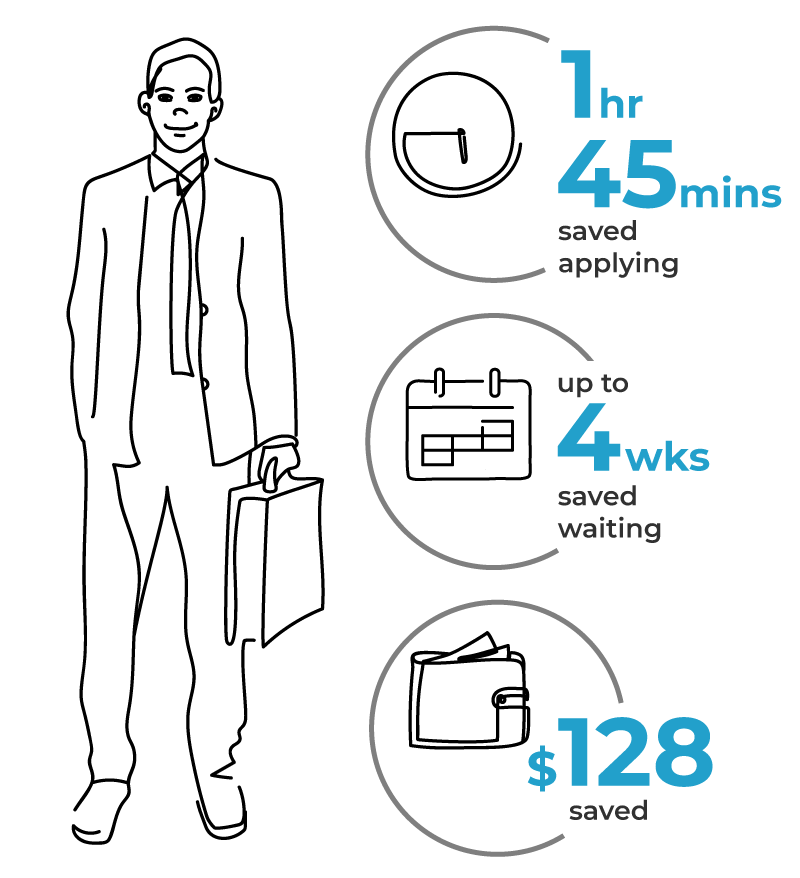 Smiling man wearing business suit and holding a briefcase