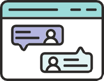 A chat window containing speech bubbles from two participants