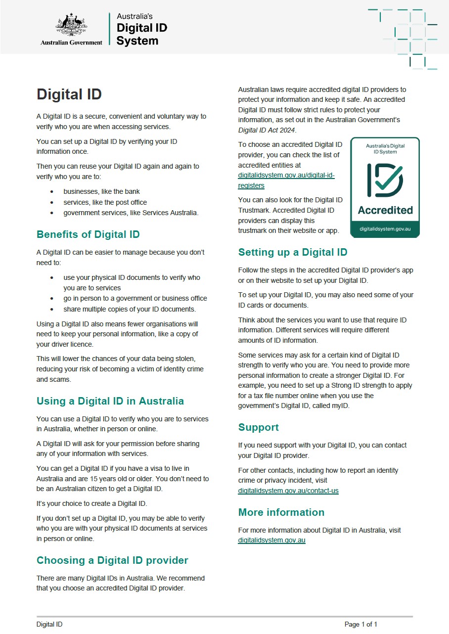 Digital ID in Australia factsheet image